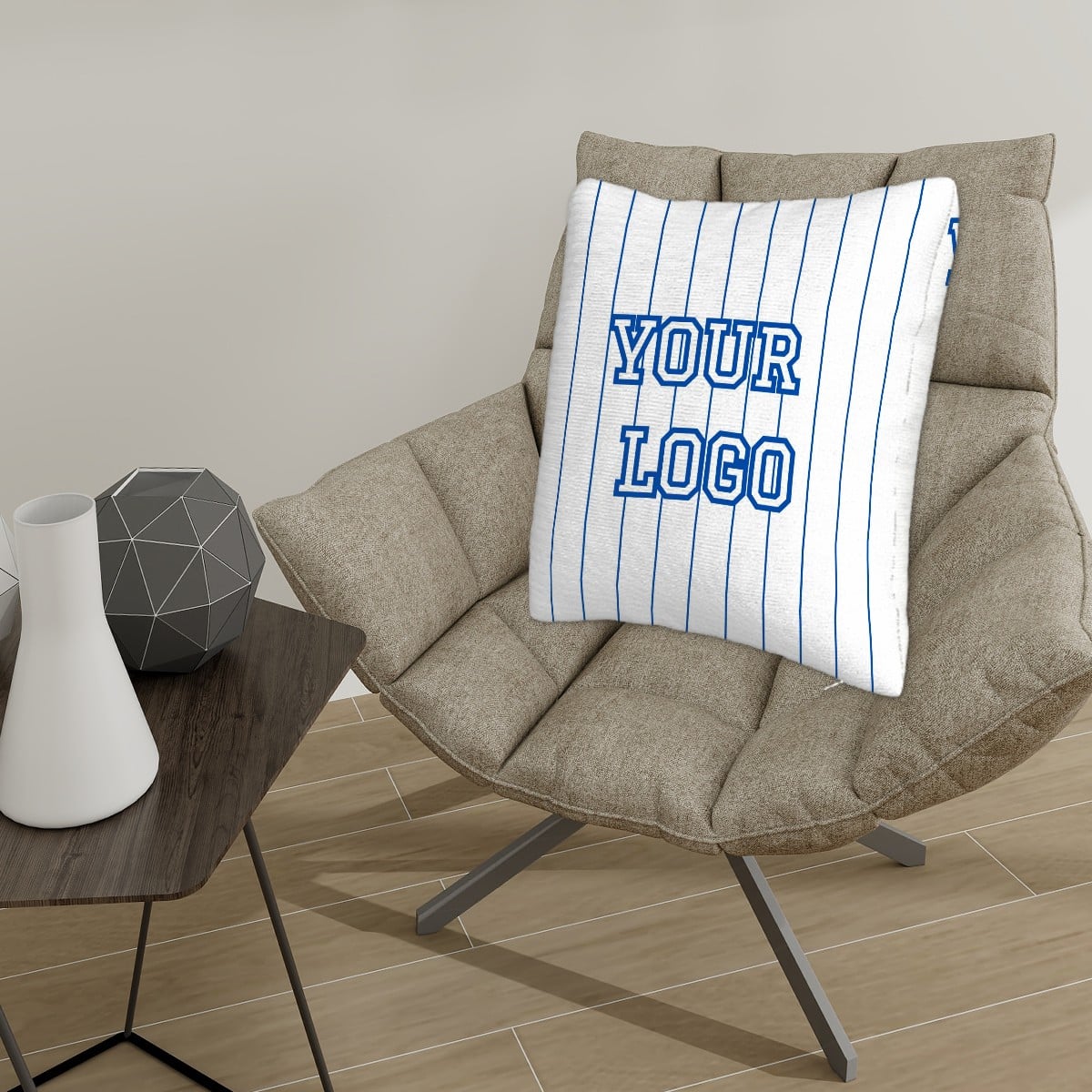Custom Pinstripe Sports Pillow — Personalized Team Logo, Player Name & Number - Magnolia Wild SC