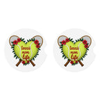 Tennis Mom Car Coasters – 2 Pack Ceramic Absorbent Cup Holder Inserts with Cork Base - Magnolia Wild SC