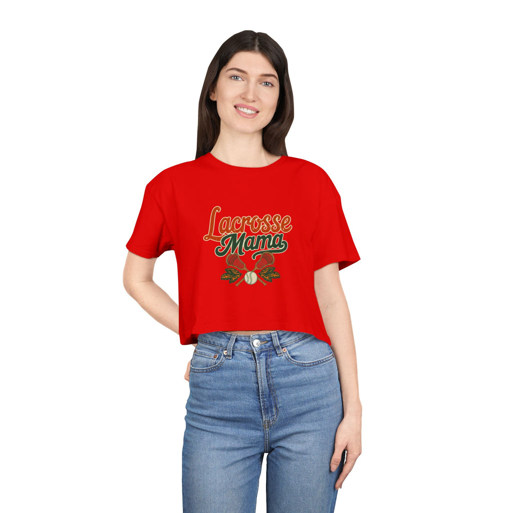 Lacrosse Mama Crop Tee | Retro Lacrosse Graphic, Mom Sports Top - Magnolia Wild SC