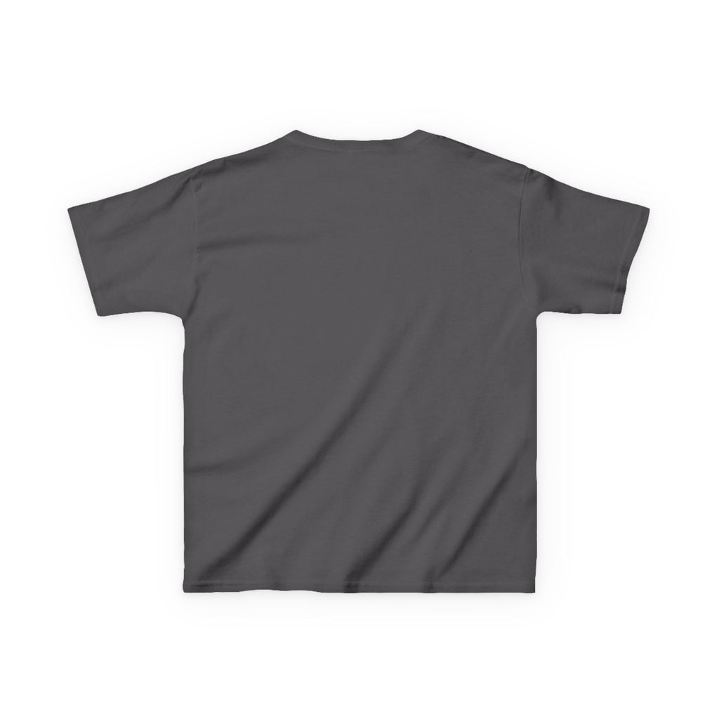 Gray t-shirt with text on the back against a white background