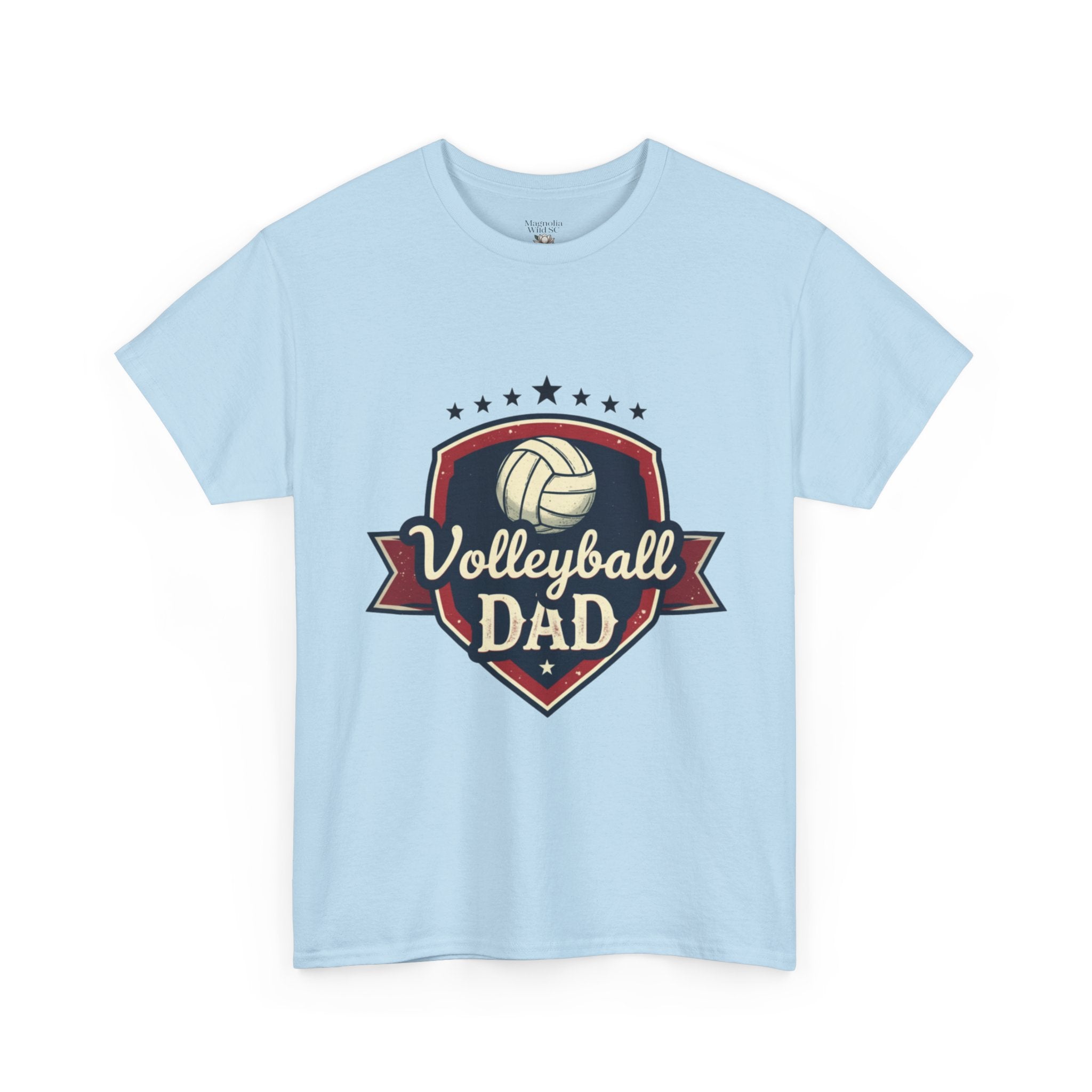 Retro Badge Style: The Vintage Volleyball Dad Shield Tee - Magnolia Wild SC