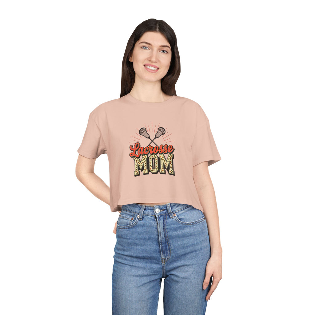 Lacrosse Mom Cheetah Print Women's Crop Tee - Magnolia Wild SC