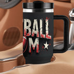 Grunge Style Football Mom 40oz Insulated  Tumbler with Handle and Straw - Magnolia Wild SC