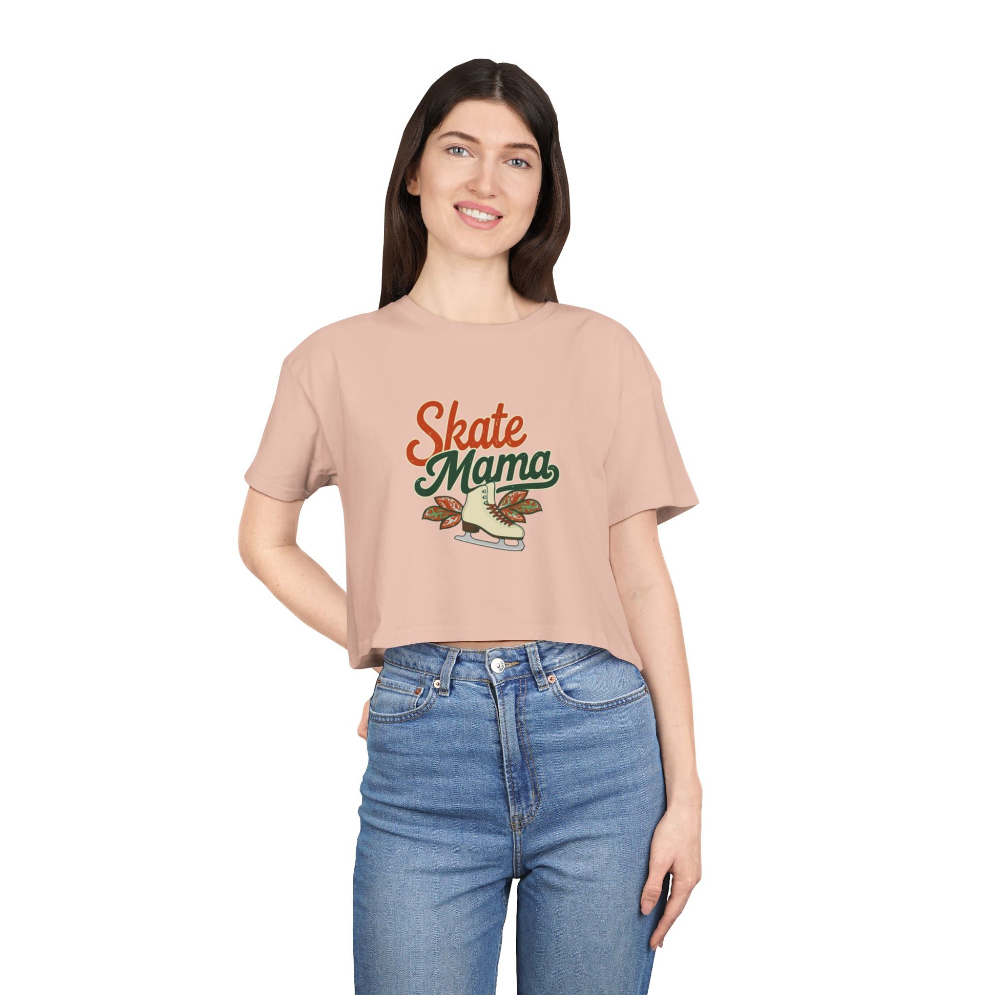 Figure Skating Mama Crop Tee | Retro Figure Skating Graphic, Mom Sports Top - Magnolia Wild SC