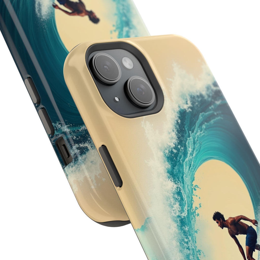 Surfer Riding a Wave iPhone Case — Magnetic Impact-Resistant - Magnolia Wild SC