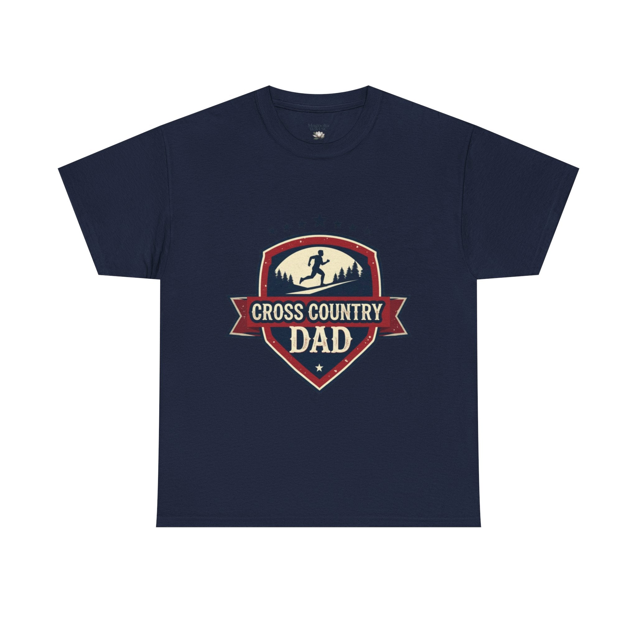 Retro Badge Style: The Vintage Cross Country Dad Shield Tee - Magnolia Wild SC