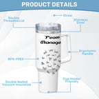 Customizable Team Spirit 40oz Insulated Tumbler with Handle and Straw for Team Manager or Coaches Gifts - Magnolia Wild SC