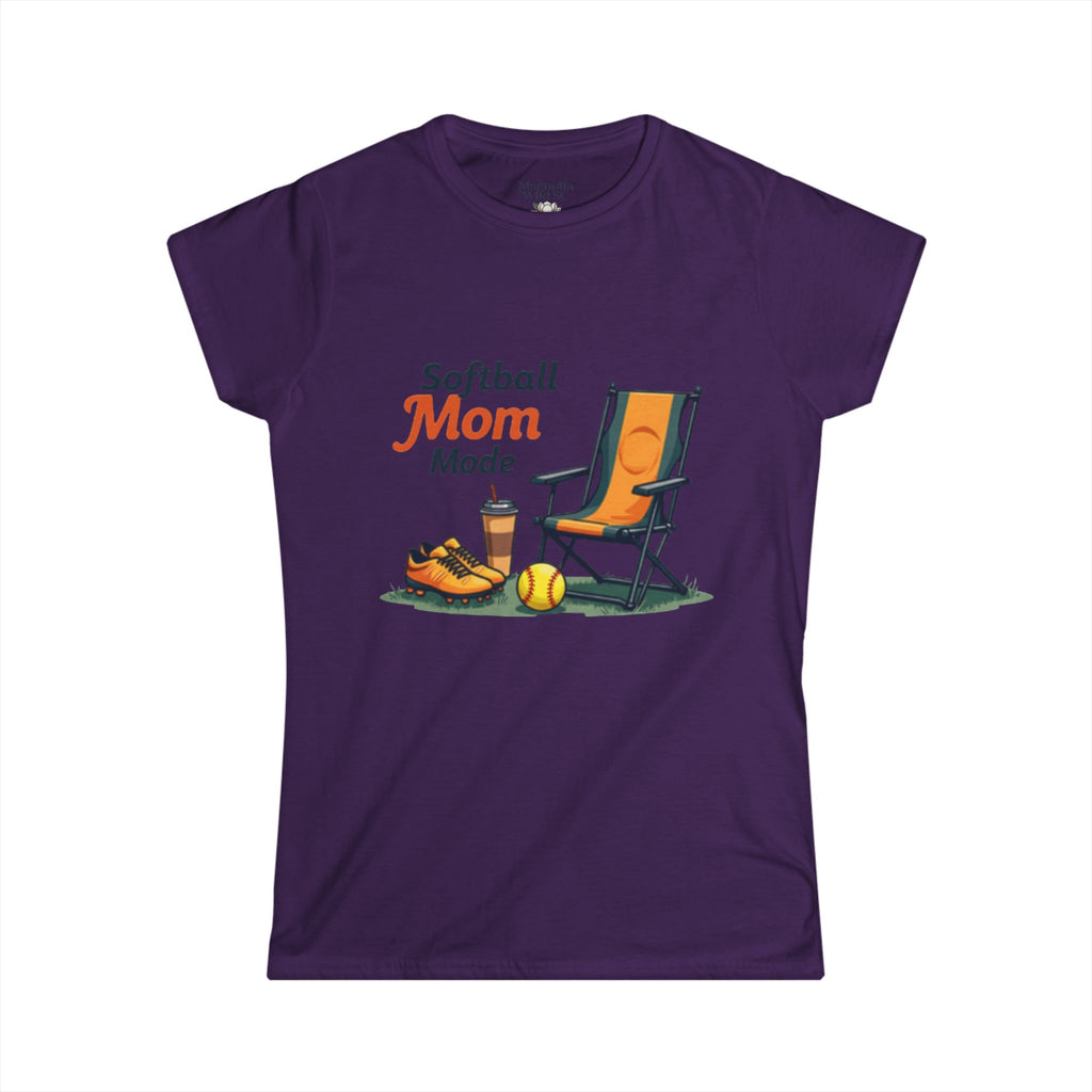 Softball Mom Mode Tee | Mom Chair, Glove & Cleats Design
