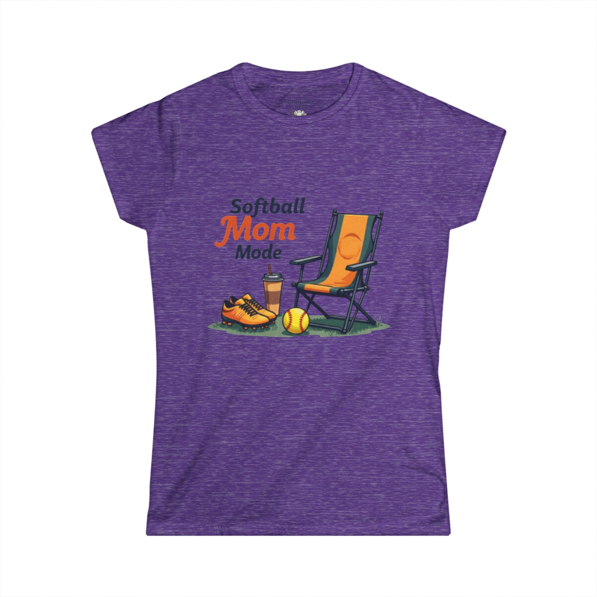 Softball Mom Mode Tee | Mom Chair, Glove & Cleats Design