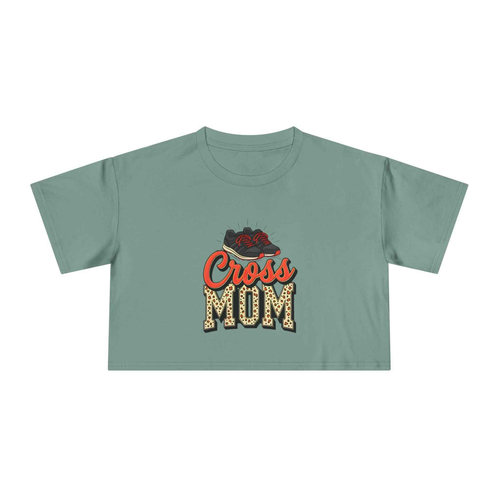 Cross Country Mom Cheetah Print Women's Crop Tee
