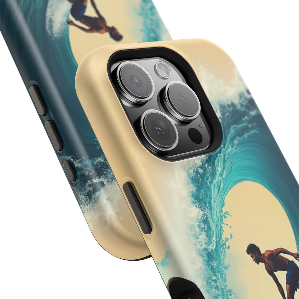 Surfer Riding a Wave iPhone Case — Magnetic Impact-Resistant - Magnolia Wild SC