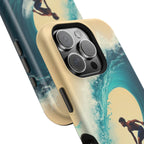 Surfer Riding a Wave iPhone Case — Magnetic Impact-Resistant - Magnolia Wild SC