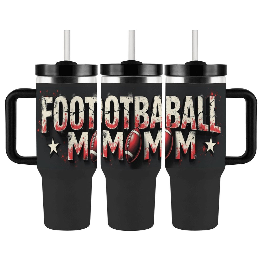 Grunge Style Football Mom 40oz Insulated  Tumbler with Handle and Straw - Magnolia Wild SC