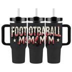 Grunge Style Football Mom 40oz Insulated  Tumbler with Handle and Straw - Magnolia Wild SC