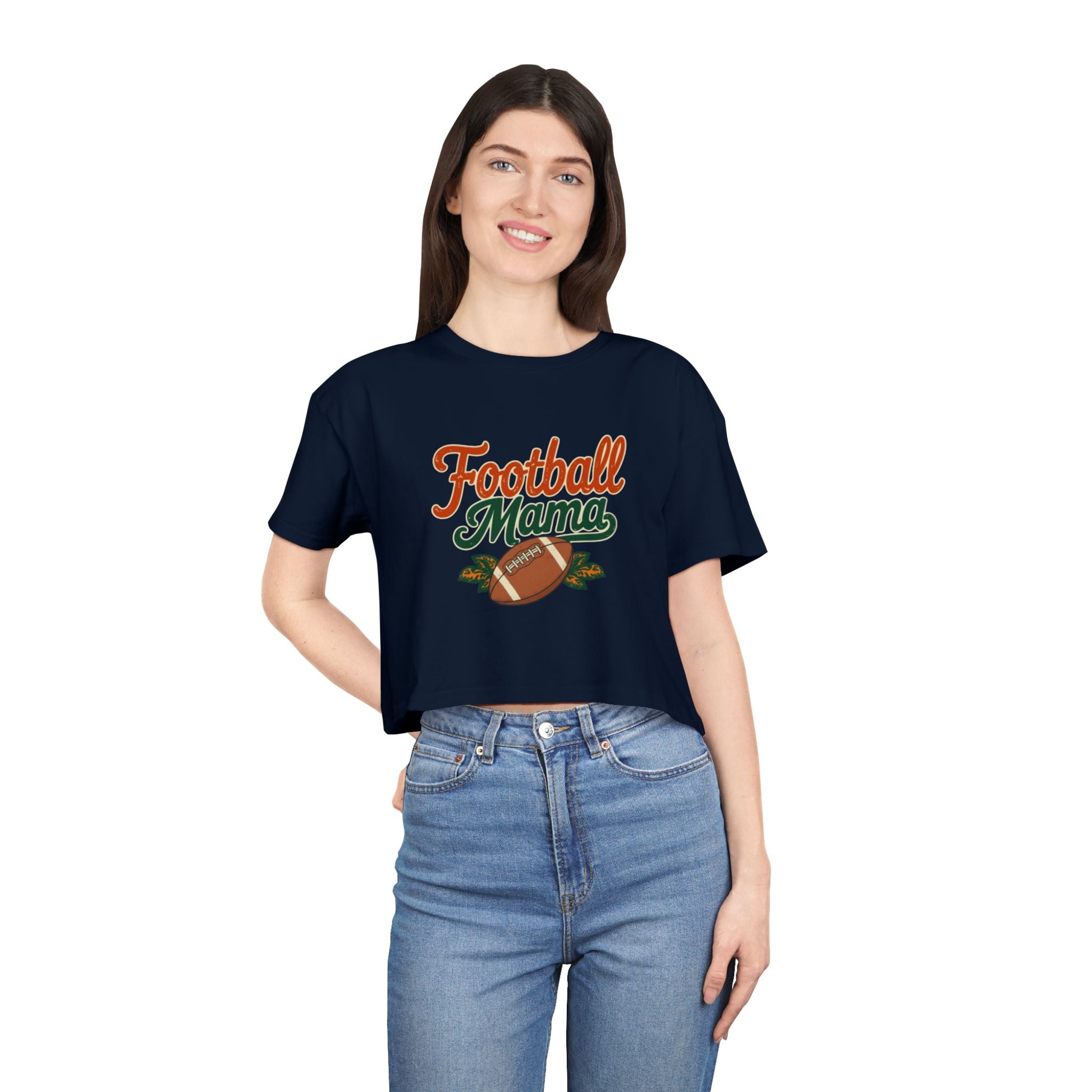 Football Mama Crop Tee | Retro Football Graphic, Mom Sports Top - Magnolia Wild SC