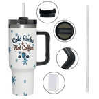Hockey Mom "Cold Rinks & Hot Coffee" 40oz Insulated Tumbler with Handle and Straw - Magnolia Wild SC