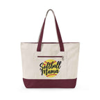 Personalized Softball Mom Zippered Canvas Tote