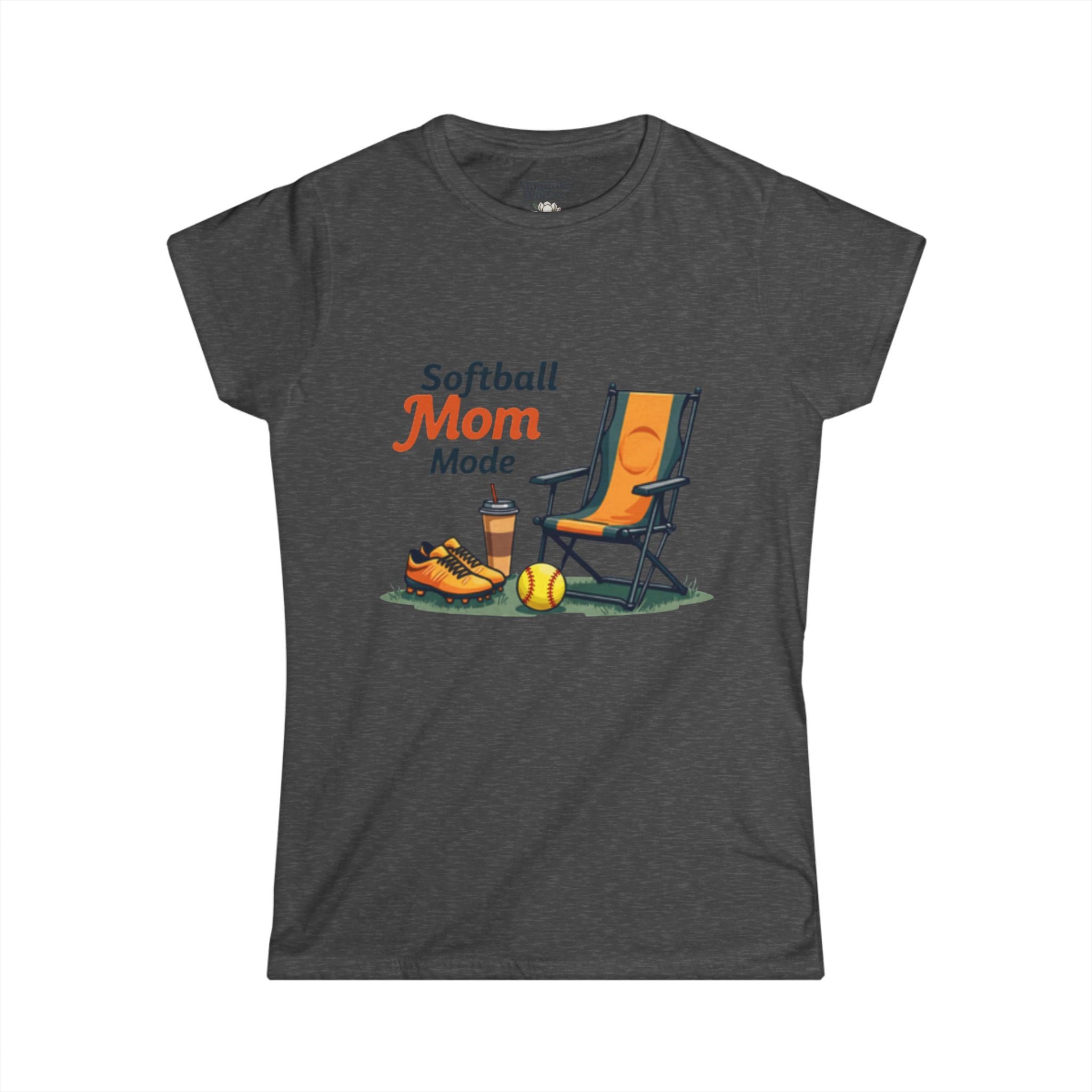 Softball Mom Mode Tee | Mom Chair, Glove & Cleats Design