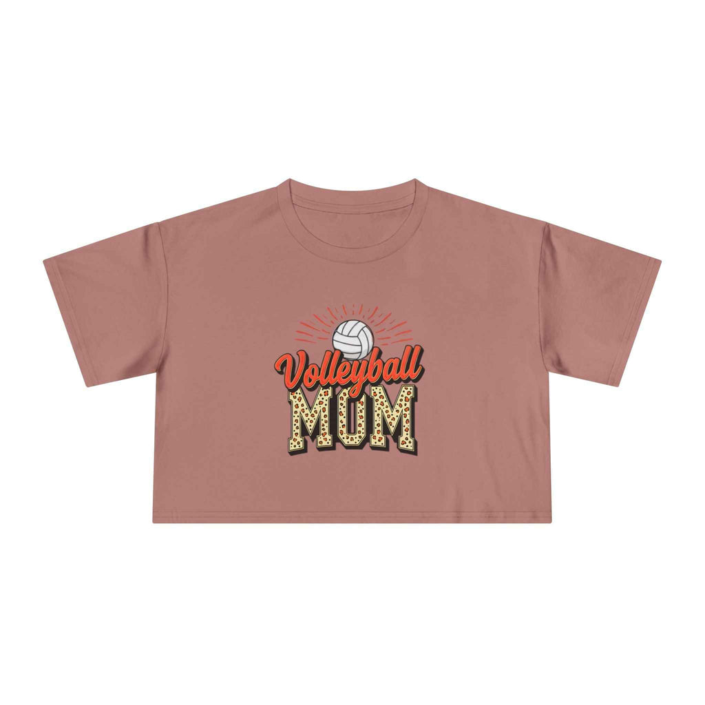 Volleyball Mom Cheetah Print Women's Crop Tee