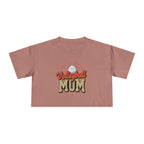Volleyball Mom Cheetah Print Women's Crop Tee