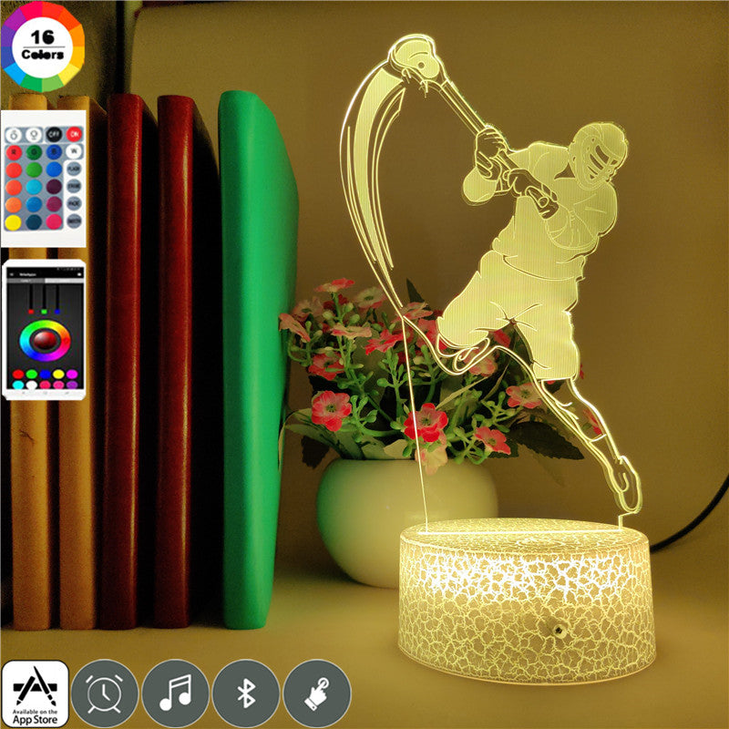 Lacrosse Sports Creative Color Gradient 3D Small Night Light - Magnolia Wild SC