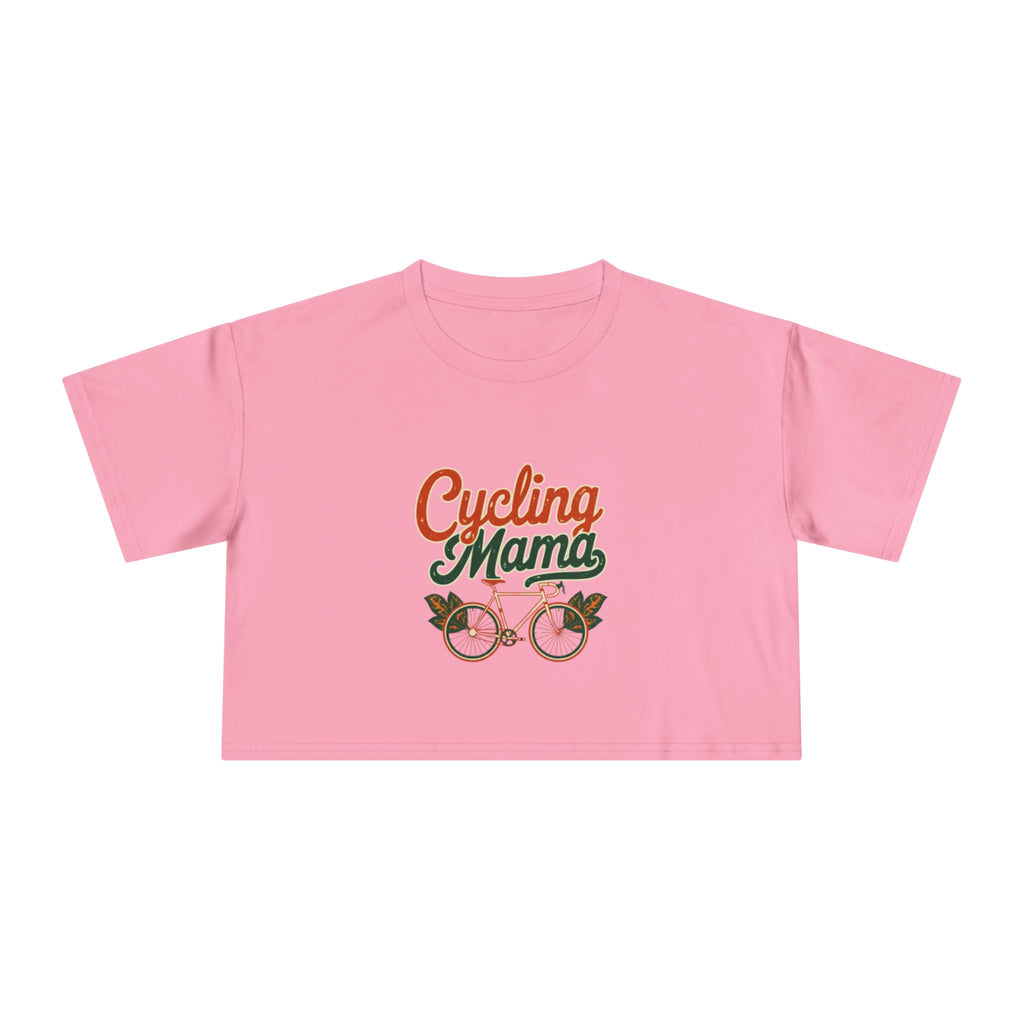 Cycling Mama Crop Tee — Retro Cycling Graphic - Magnolia Wild SC