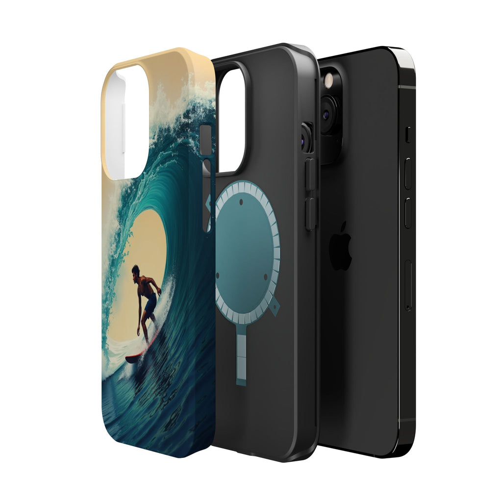 Surfer Riding a Wave iPhone Case — Magnetic Impact-Resistant - Magnolia Wild SC