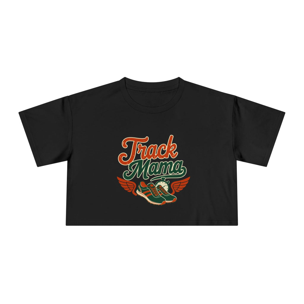 Track Mama Crop Tee | Retro Track and Field Graphic, Mom Sports Top - Magnolia Wild SC