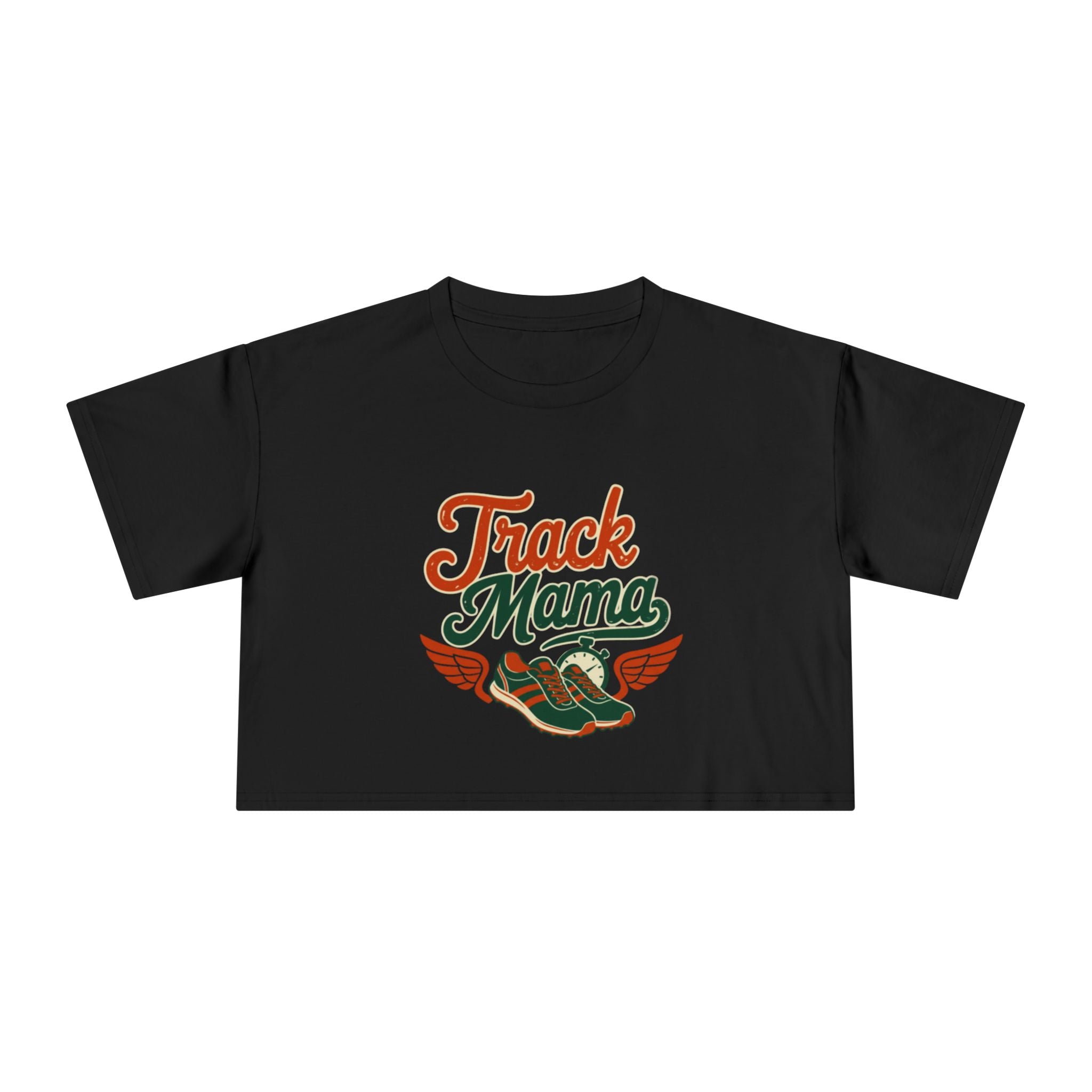 Track Mama Crop Tee | Retro Track and Field Graphic, Mom Sports Top - Magnolia Wild SC