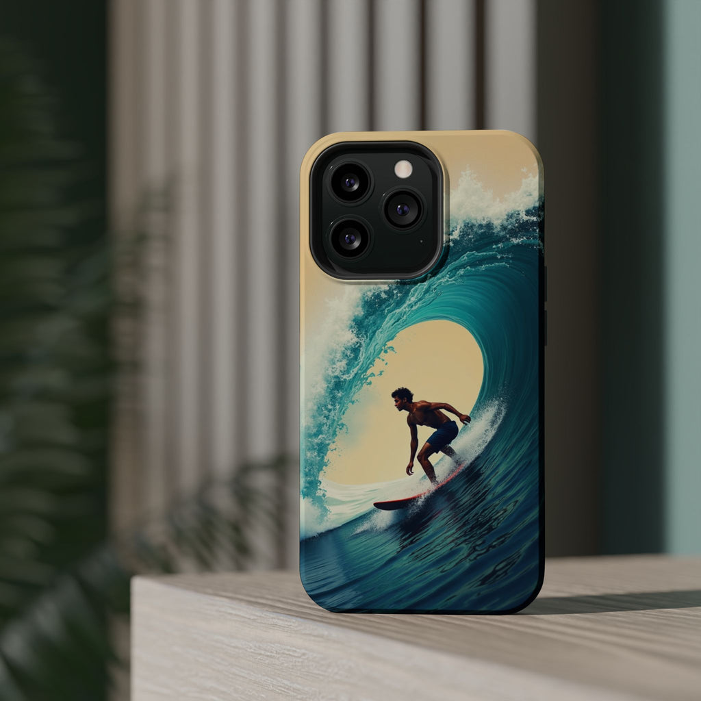 Surfer Riding a Wave iPhone Case — Magnetic Impact-Resistant - Magnolia Wild SC