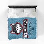 Personalized Hockey Velveteen Blanket — Custom Team Logo, Player Name & Number