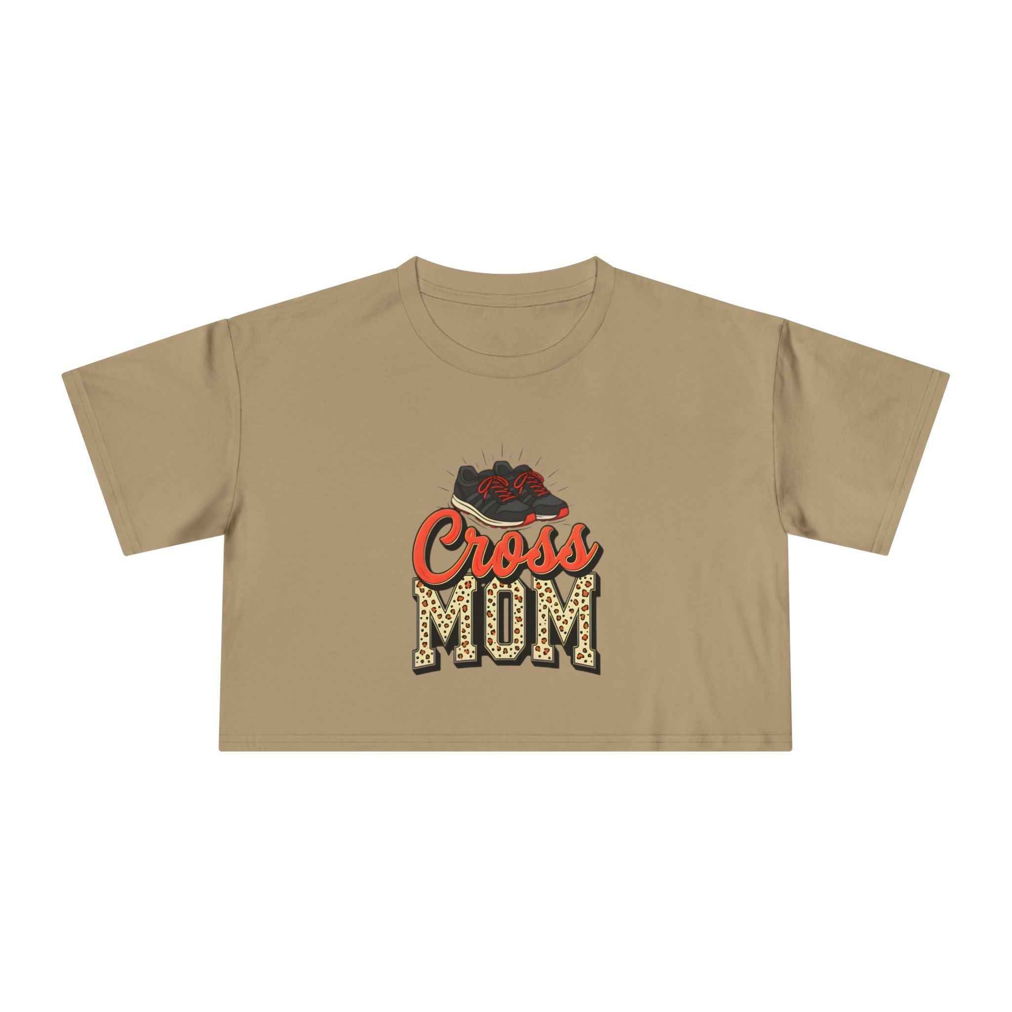 Cross Country Mom Cheetah Print Women's Crop Tee
