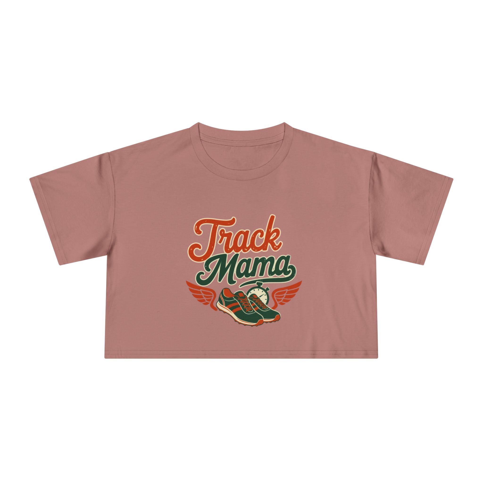 Track Mama Crop Tee | Retro Track and Field Graphic, Mom Sports Top - Magnolia Wild SC