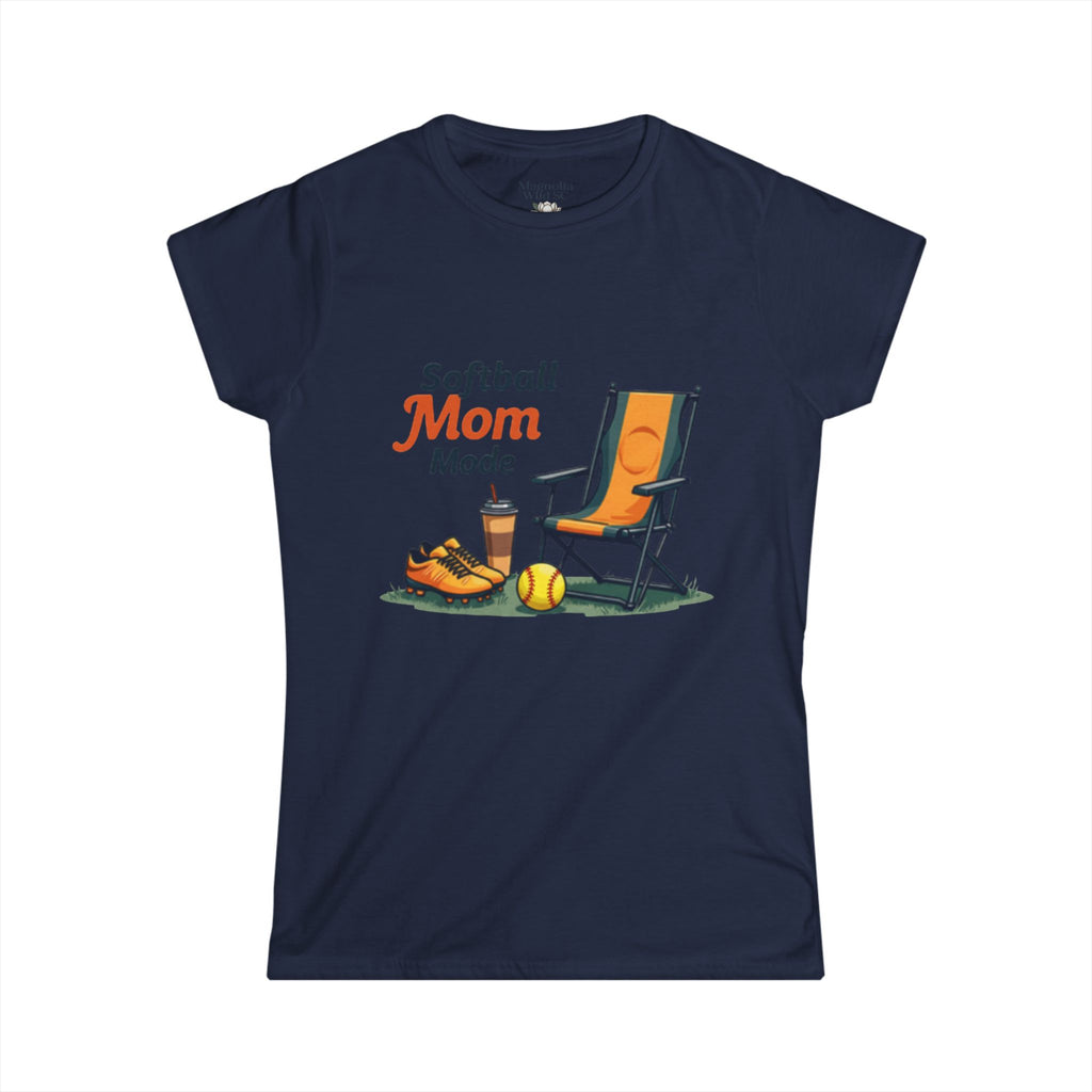Softball Mom Mode Tee | Mom Chair, Glove & Cleats Design
