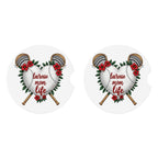 Lacrosse Mom Car Coasters – 2 Pack Ceramic Absorbent Cup Holder Inserts with Cork Base - Magnolia Wild SC