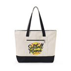 Personalized Softball Mom Zippered Canvas Tote