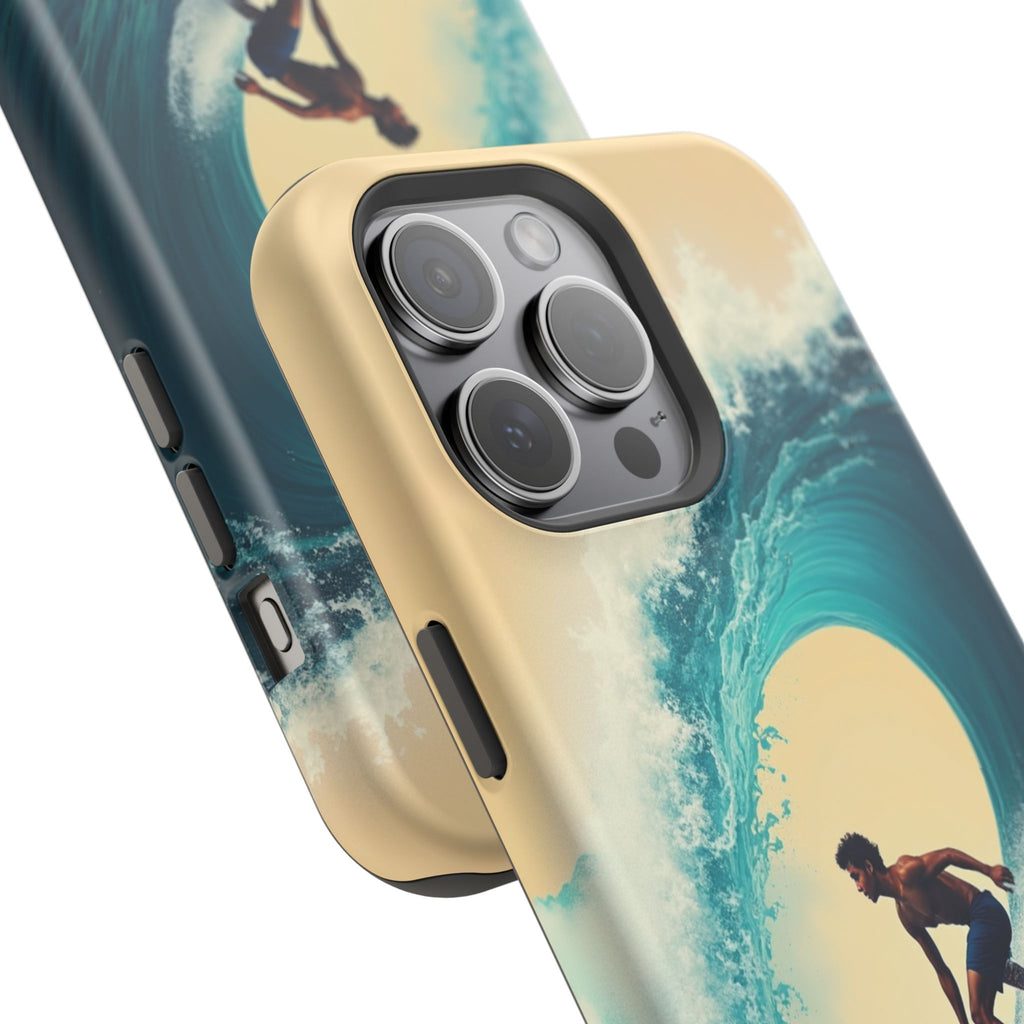 Surfer Riding a Wave iPhone Case — Magnetic Impact-Resistant - Magnolia Wild SC