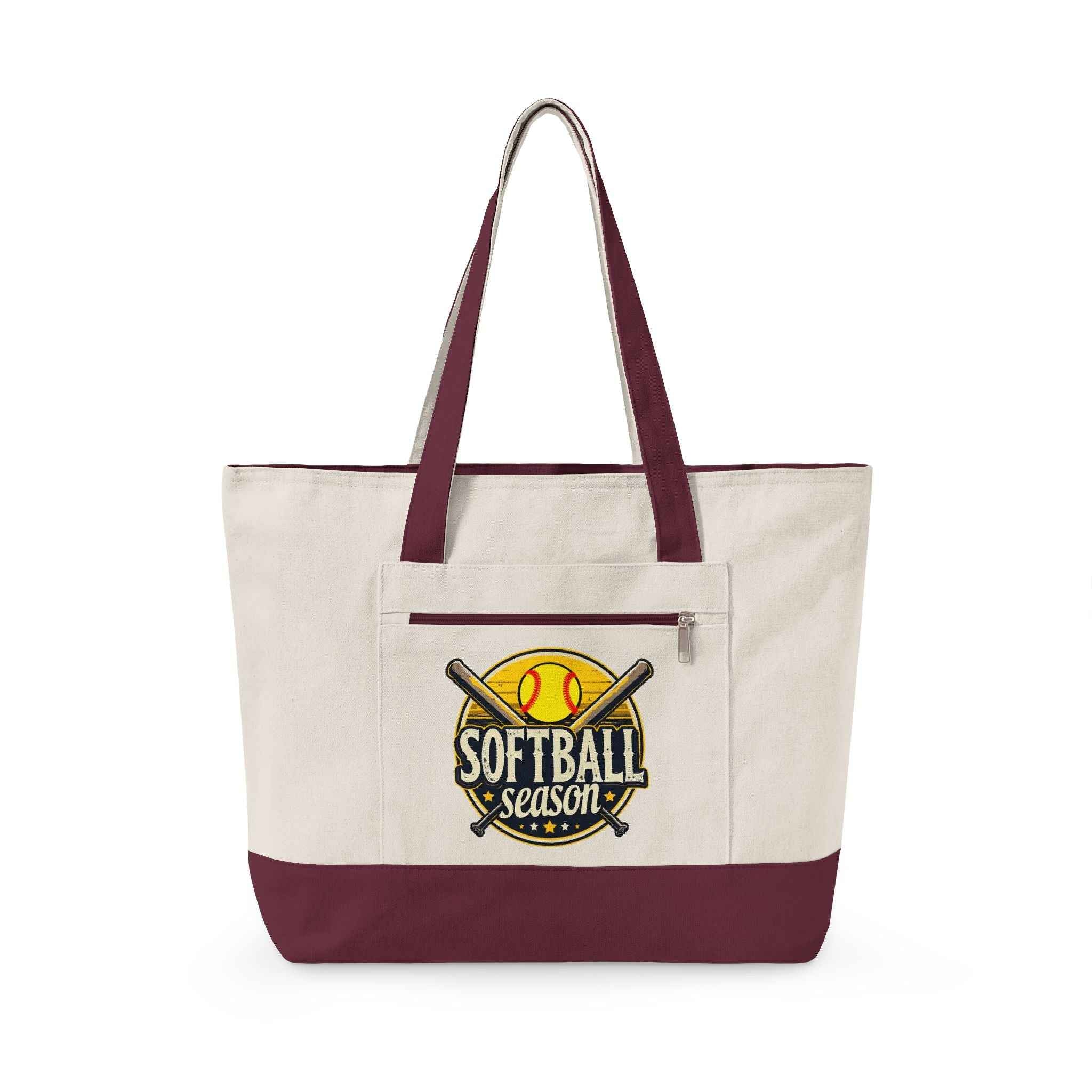Personalized Softball Season Canvas Tote — Game Day Bag for Moms, Grandmas & Athletes