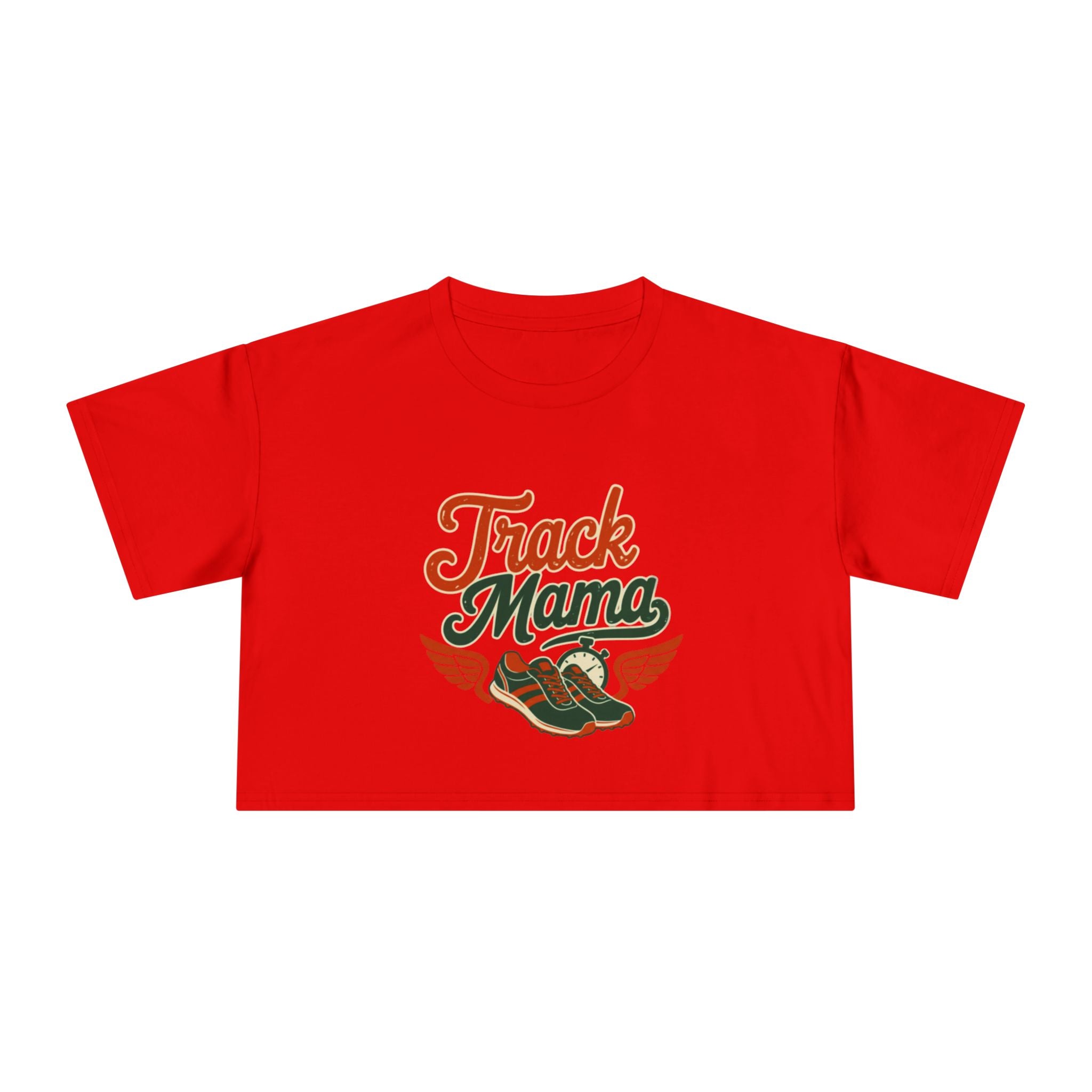 Track Mama Crop Tee | Retro Track and Field Graphic, Mom Sports Top - Magnolia Wild SC
