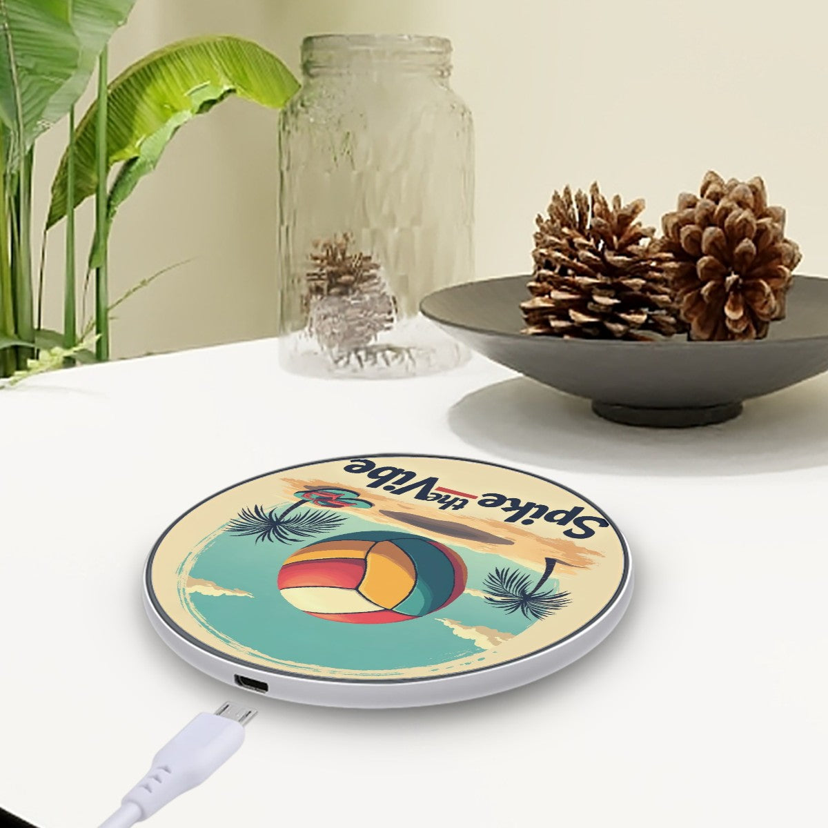 Beach Volleyball Wireless Charging Pad - Fast and Stylish Wireless Charger - Magnolia Wild SC