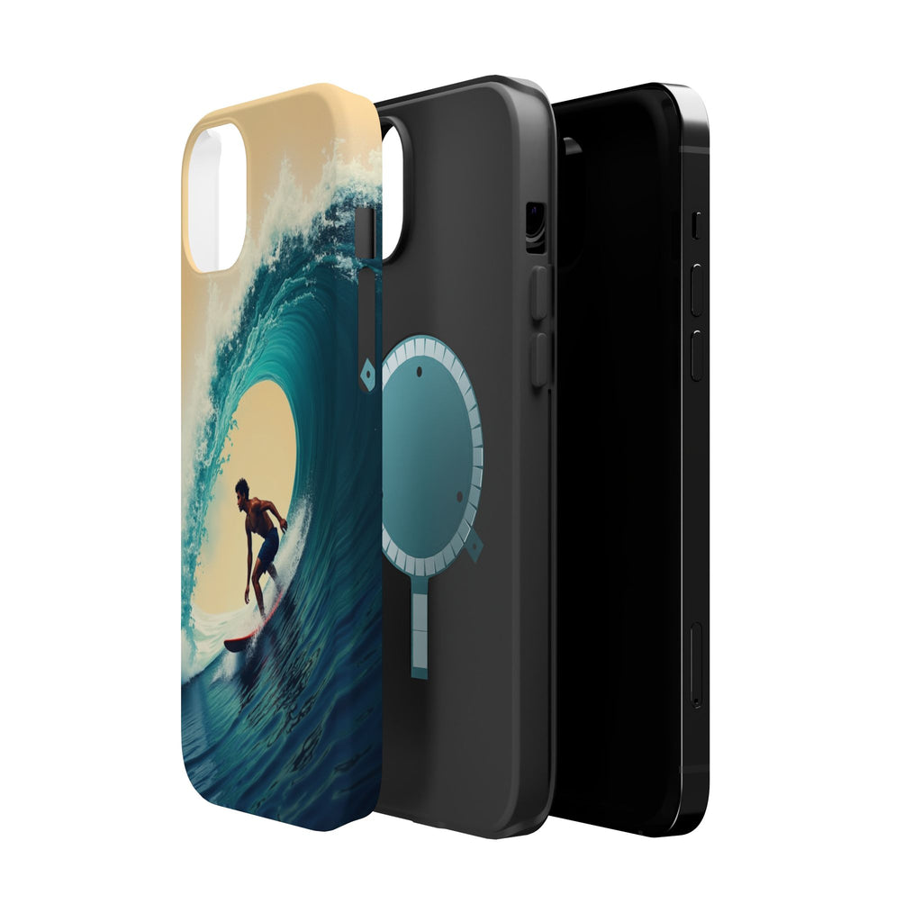 Surfer Riding a Wave iPhone Case — Magnetic Impact-Resistant - Magnolia Wild SC