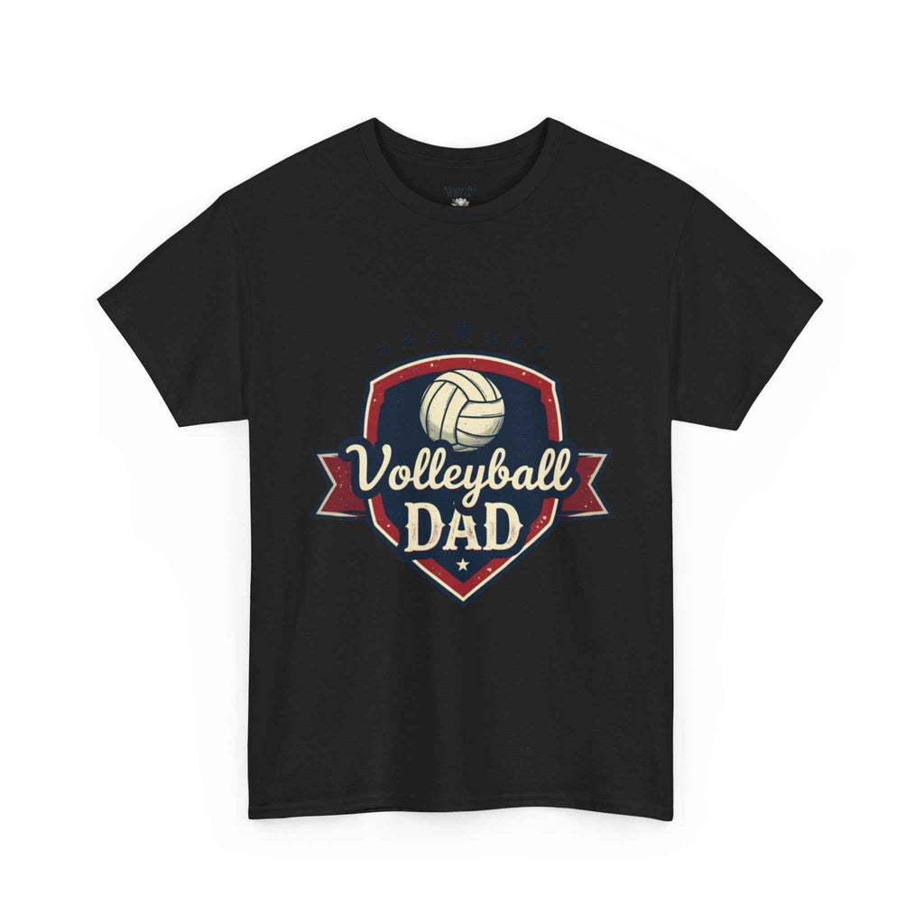 Retro Badge Style: The Vintage Volleyball Dad Shield Tee