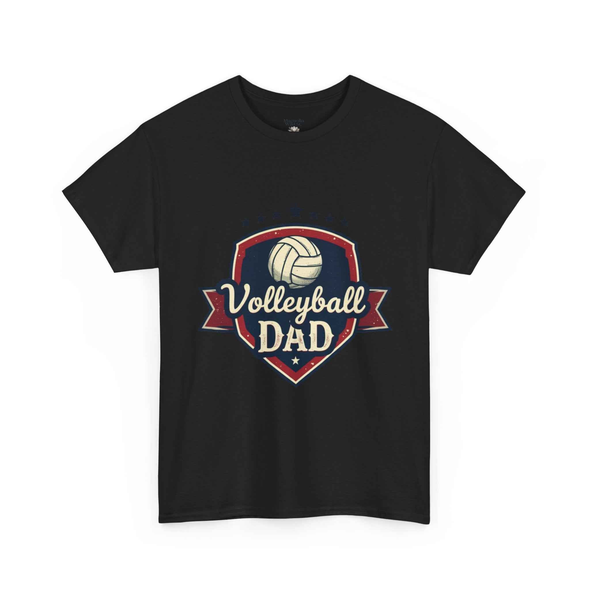 Retro Badge Style: The Vintage Volleyball Dad Shield Tee