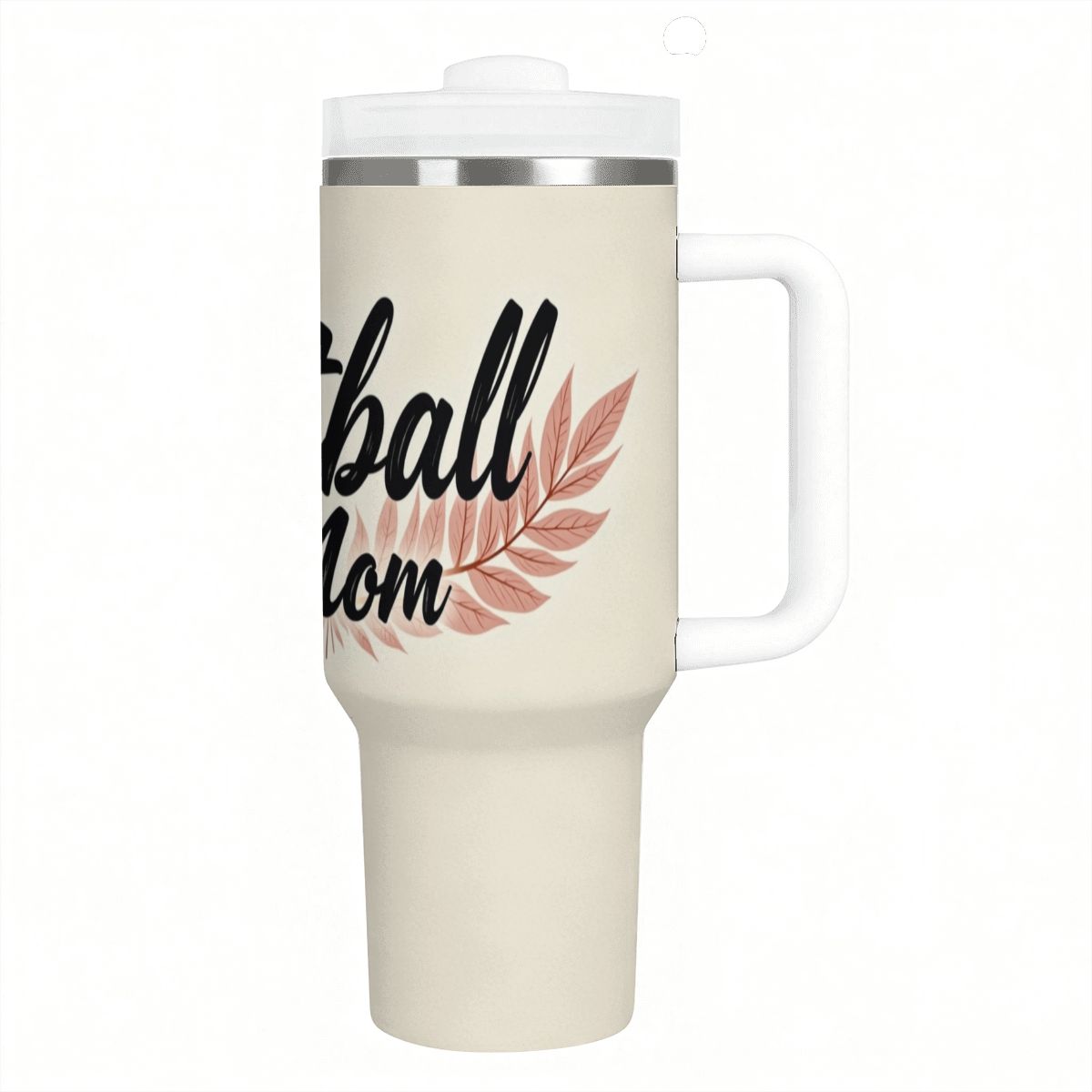 Elegant Football Mom 40oz Insulated Tumbler with Handle and Straw - Magnolia Wild SC