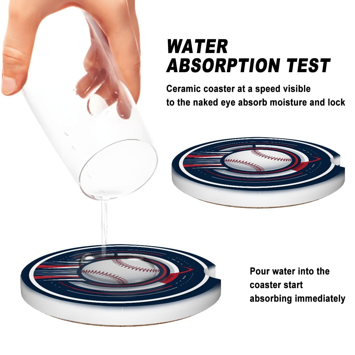 Baseball Power Stroke Car Coasters | Absorbent Ceramic 2-Pack