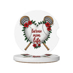 Lacrosse Mom Car Coasters – 2 Pack Ceramic Absorbent Cup Holder Inserts with Cork Base - Magnolia Wild SC