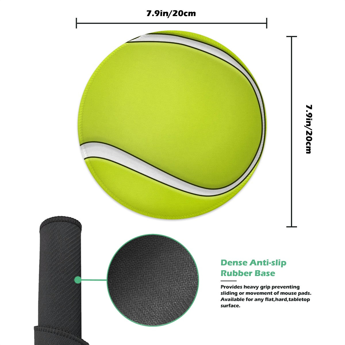 Tennis Ball Mouse Pad – Non-Slip Rubber Base Polyester Mouse Pad - Magnolia Wild SC
