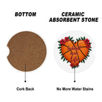 Basketball Mom Car Coasters – 2 Pack Ceramic Absorbent Cup Holder Inserts with Cork Base - Magnolia Wild SC