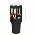 Grunge Style Football Mom 40oz Insulated  Tumbler with Handle and Straw - Magnolia Wild SC
