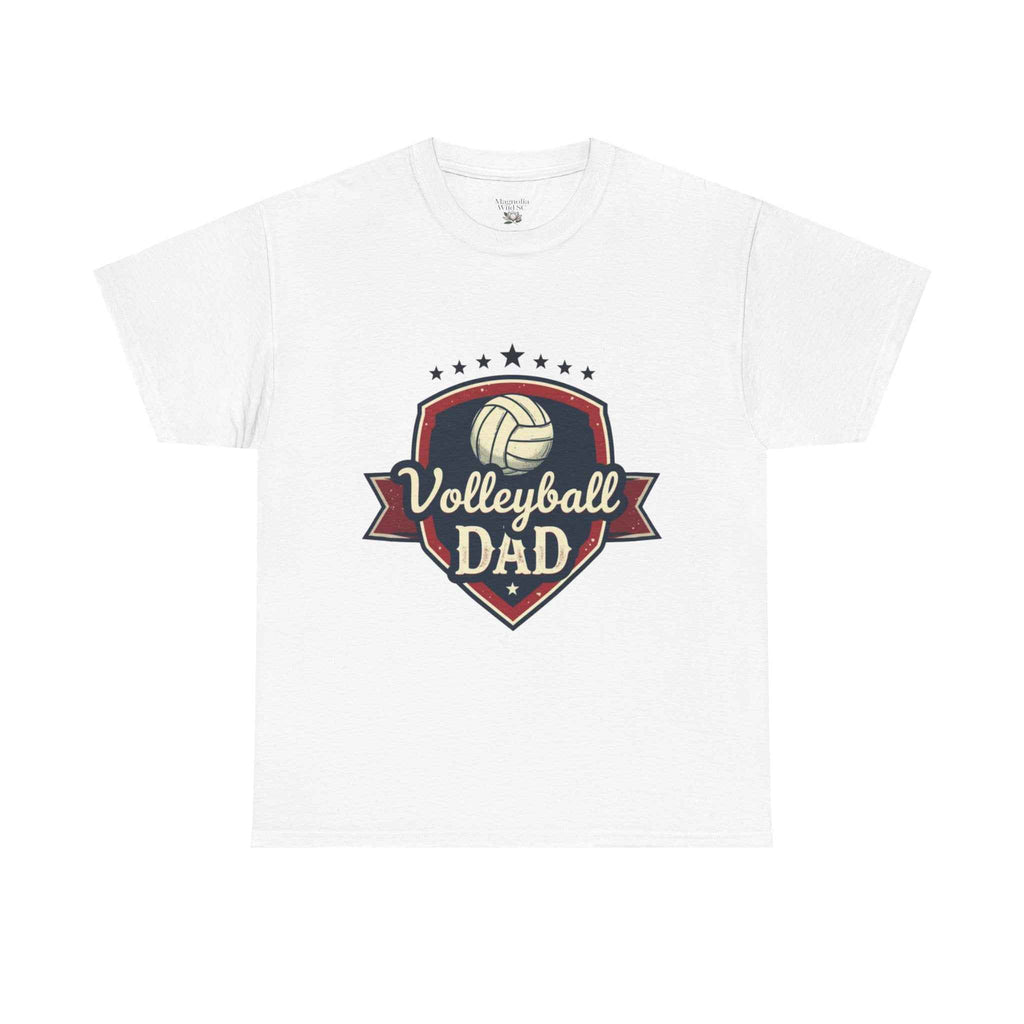 Retro Badge Style: The Vintage Volleyball Dad Shield Tee